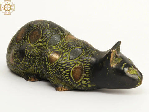 7" Brass Cat Statue In Hunting Pose | Home Decor