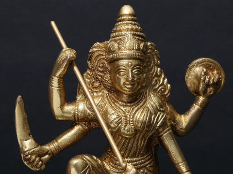 7" Brass Goddess Mahishasuramardini Durga Sculpture