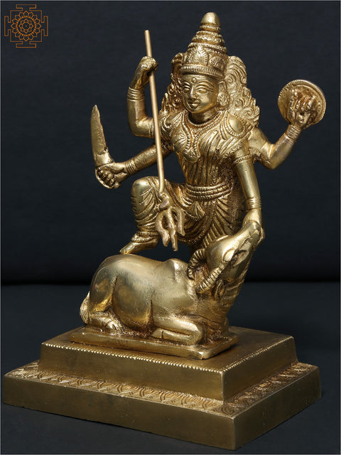 7" Brass Goddess Mahishasuramardini Durga Sculpture