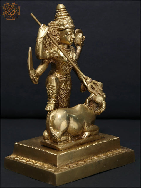7" Brass Goddess Mahishasuramardini Durga Sculpture