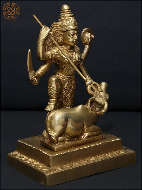 7" Brass Goddess Mahishasuramardini Durga Sculpture