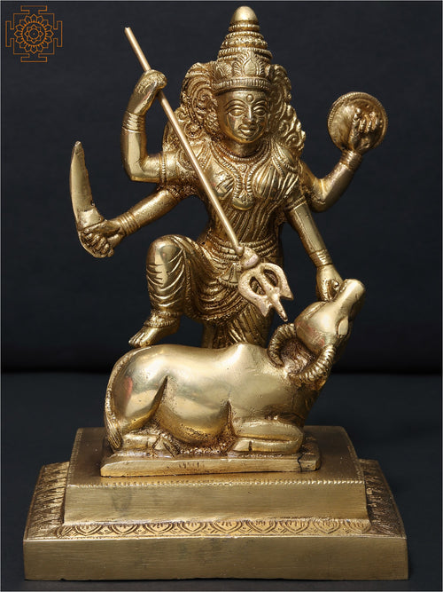 7" Brass Goddess Mahishasuramardini Durga Statue for Pooja