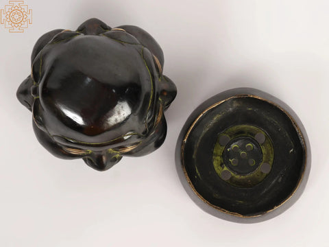 4" Brass Small Laughing Buddha Head with Incense Burner