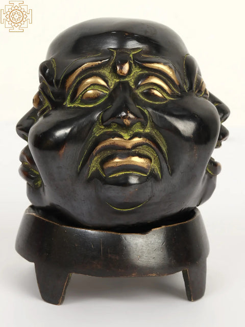 4" Brass Small Laughing Buddha Head with Incense Burner