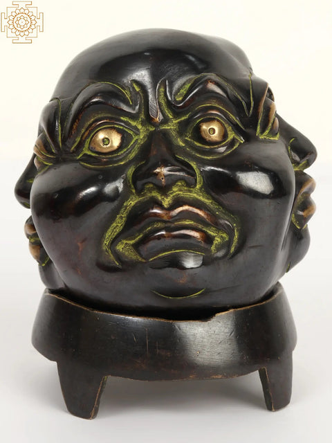 4" Brass Small Laughing Buddha Head with Incense Burner