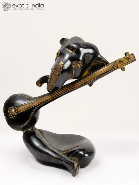 10" Brass Stylized Sitar Ganesha
