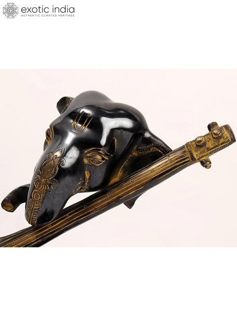 10" Brass Stylized Sitar Ganesha