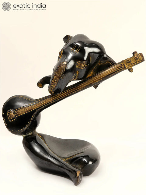 10" Brass Stylized Sitar Ganesha