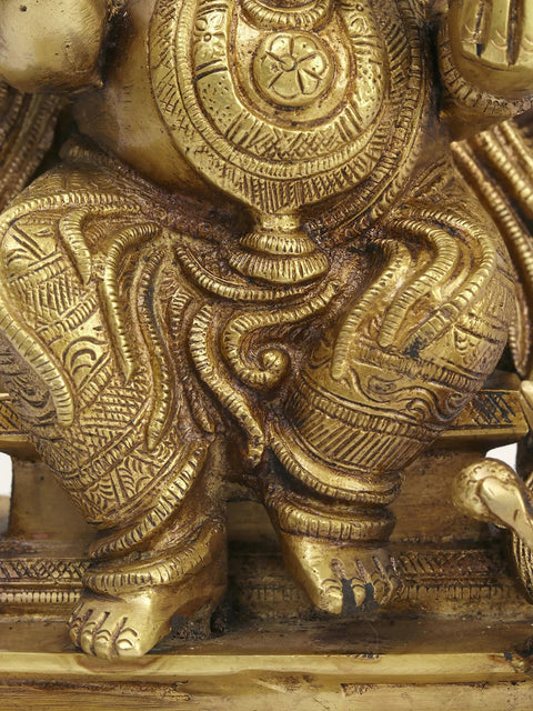 16" Brass Lord Ganesha Seated on Kirtimukha Throne