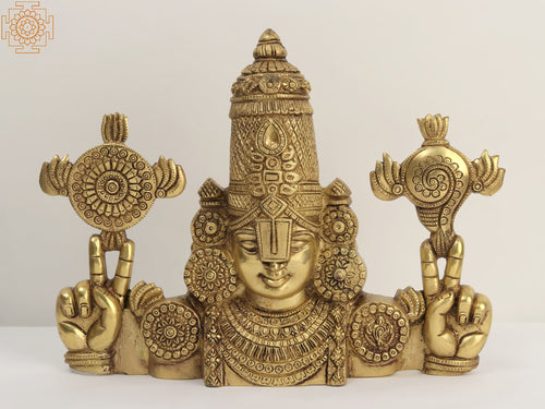 16" Brass Venkateswara Balaji Handmade Wall Hanging