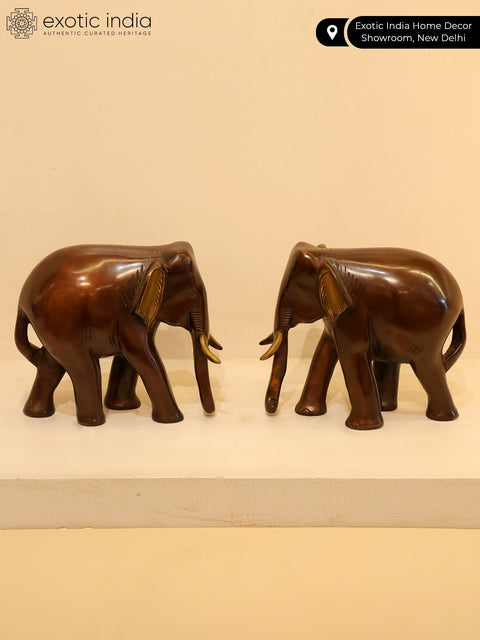 6" Small Brass Pair of Elephant | Home Decor
