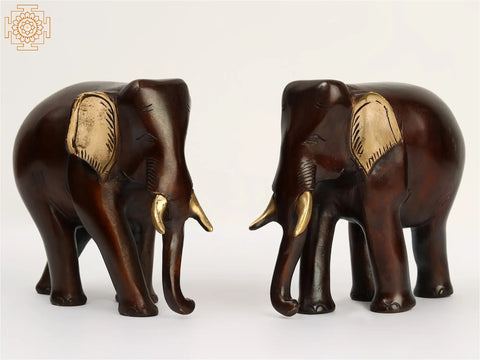 6" Small Brass Pair of Elephant | Home Decor