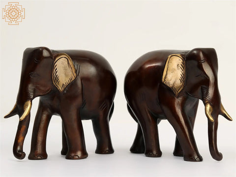 6" Small Brass Pair of Elephant | Home Decor