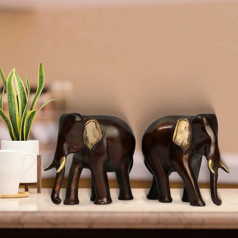 6" Small Brass Pair of Elephant | Home Decor