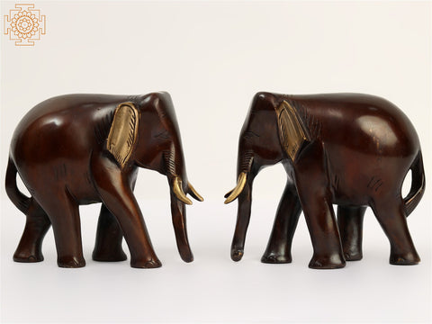 6" Small Brass Pair of Elephant | Home Decor