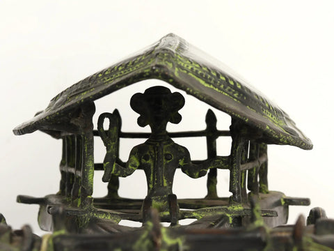 12" Brass Tribal Bullock Cart Statue | Home Decor