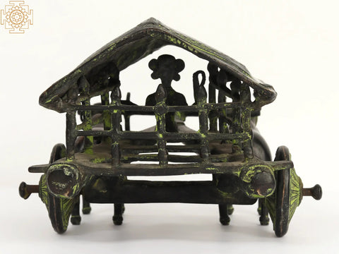 12" Brass Tribal Bullock Cart Statue | Home Decor