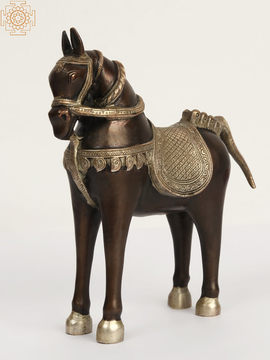 8" Brass Horse Statue for Home Decor