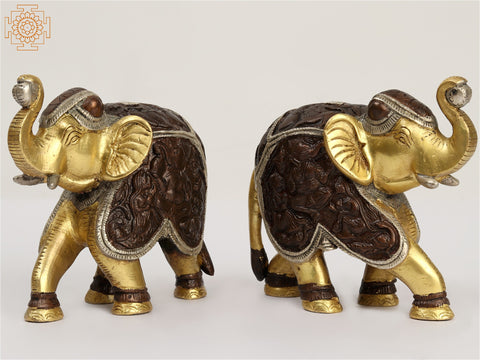 5" Small Brass Pair of Elephant Statue | Home Decor