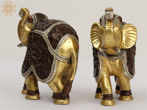 5" Small Brass Pair of Elephant Statue | Home Decor