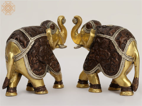 5" Small Brass Pair of Elephant Statue | Home Decor