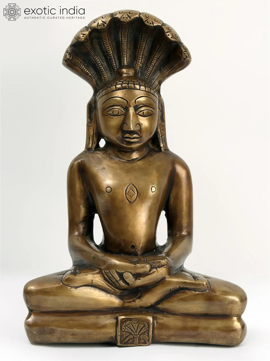 12" Rishabha Deva Brass Idol - First Jain Tirthankara Statue