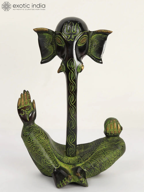 9" Brass Ganesha Idol for Home Decor