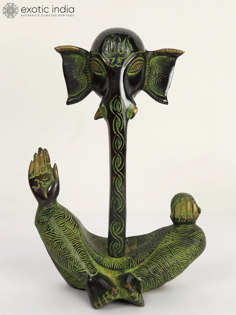 9" Brass Ganesha Idol for Home Decor