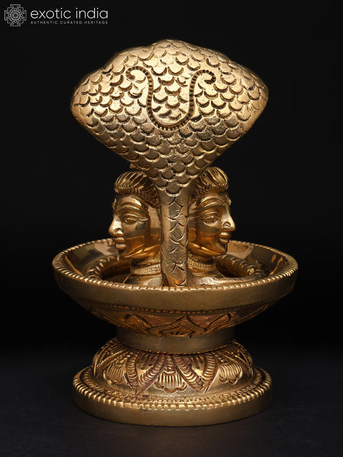 4" Small Brass Shivalinga Idol with Sheshnag | Made in India