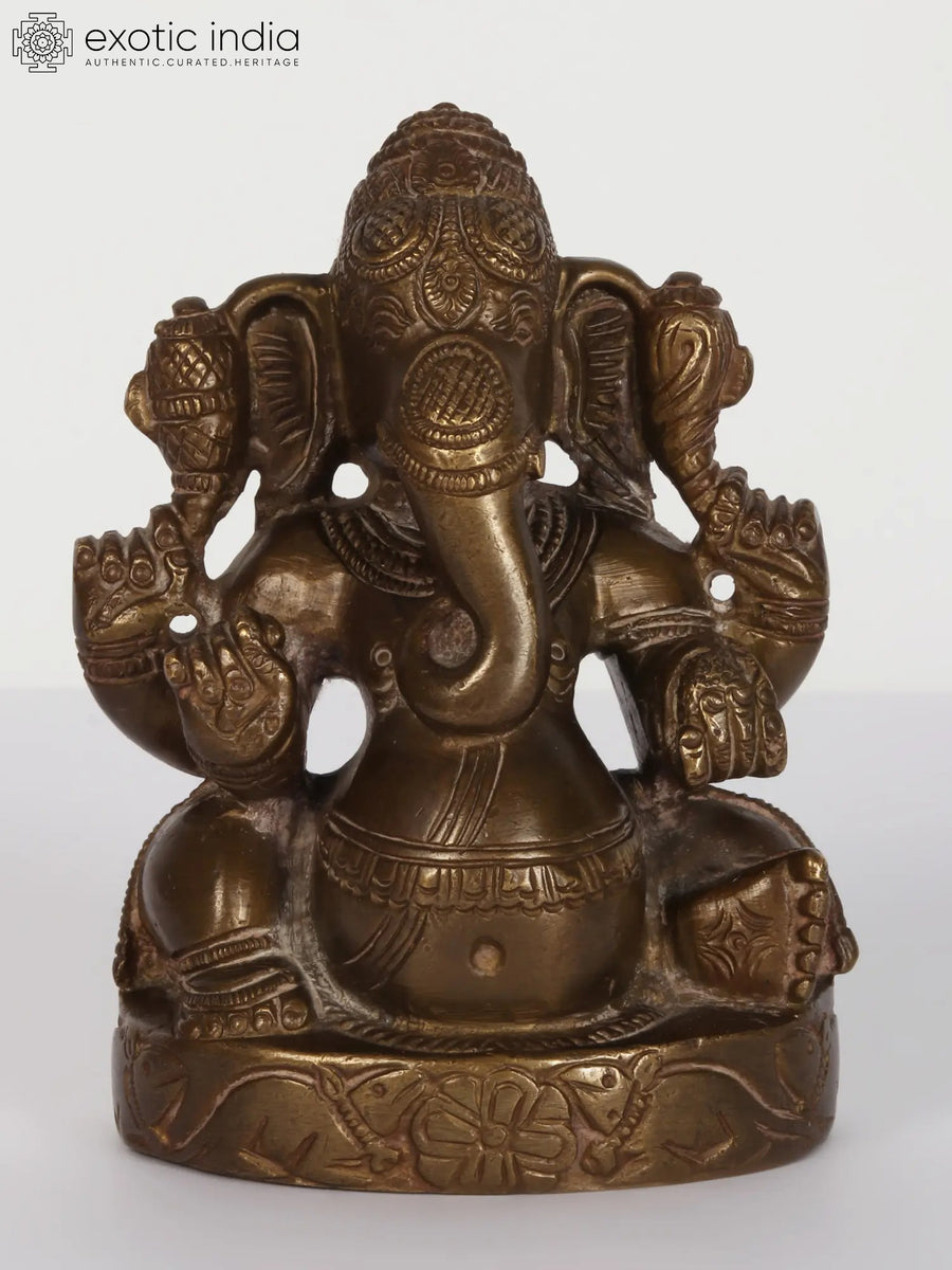 4" Small Brass Lord Ganesha Handmade Sculpture