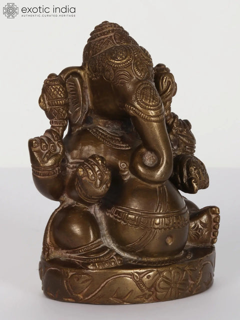 4" Small Brass Lord Ganesha Sculpture