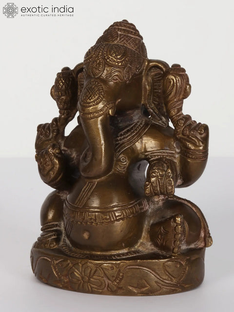 4" Small Brass Lord Ganesha Sculpture