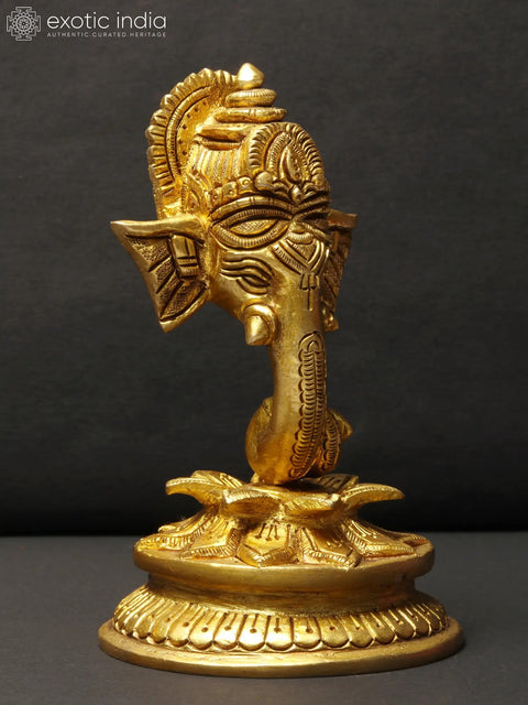 4" Small Decorative Ganesha Sculpture in Brass