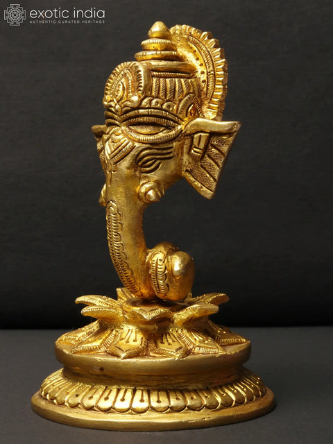 4" Small Decorative Ganesha Sculpture in Brass