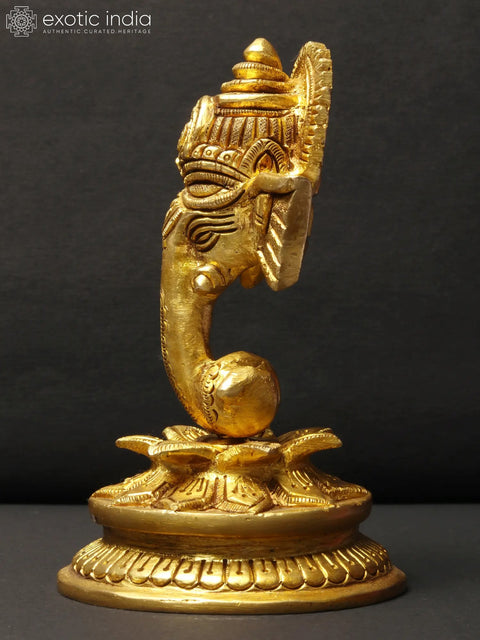 4" Small Decorative Ganesha Sculpture in Brass