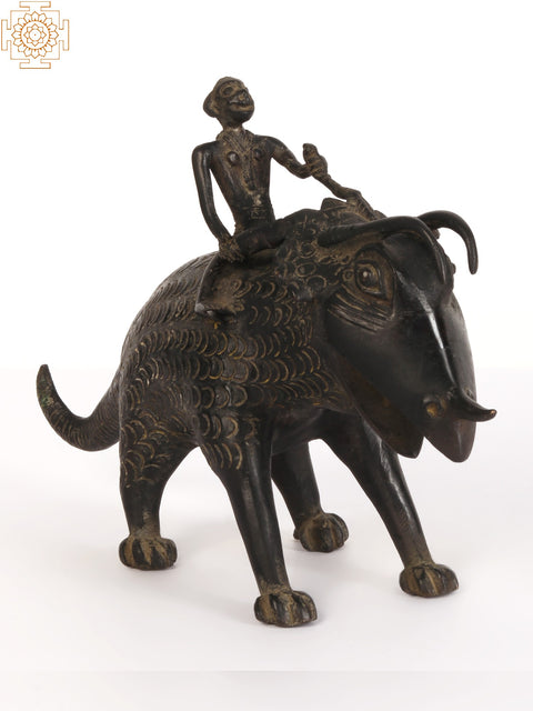 10" Tribal Rider on Animal Brass Statue | Home Decor