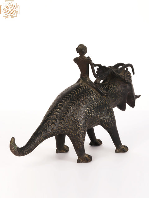 10" Tribal Rider on Animal Brass Statue | Home Decor