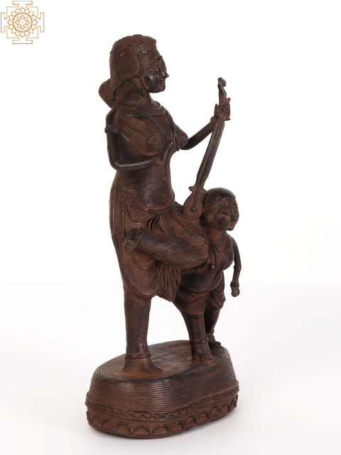 9" Brass Tribal Mother and Child