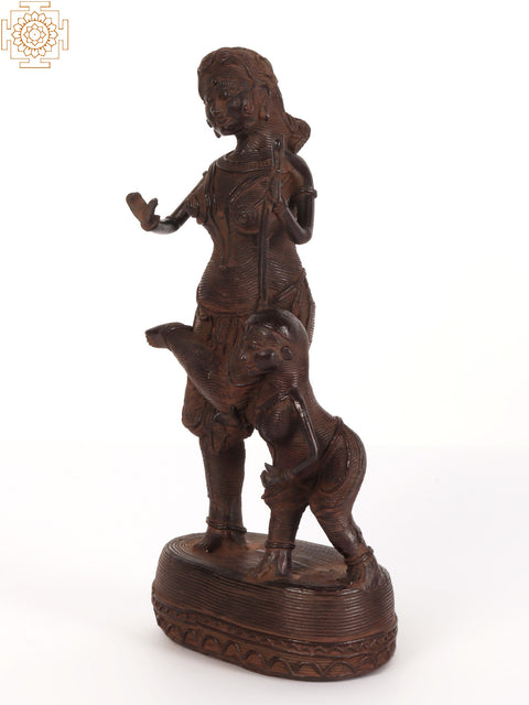 9" Brass Tribal Mother and Child