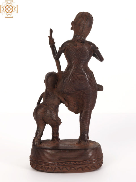 9" Brass Tribal Mother and Child