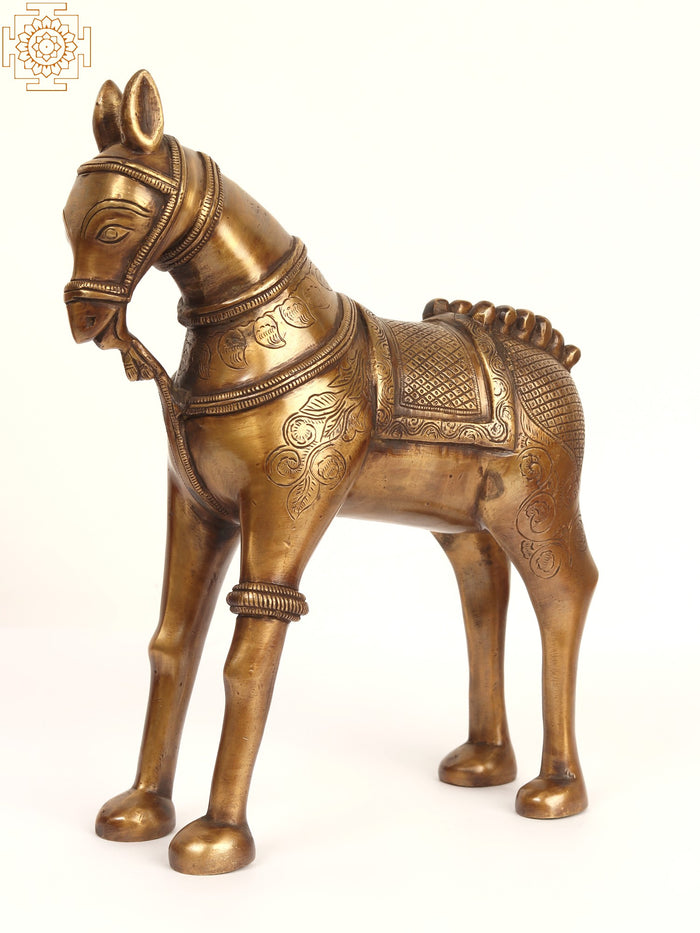 12" Brass Decorative Horse Statue for Home Decor