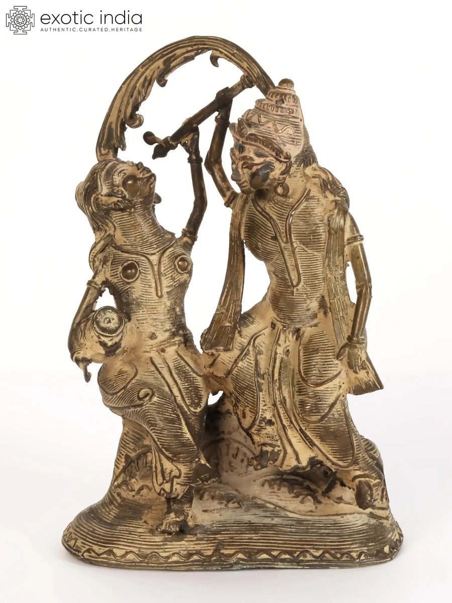 8" Tribal Radha Krishna Handmade Brass Statue
