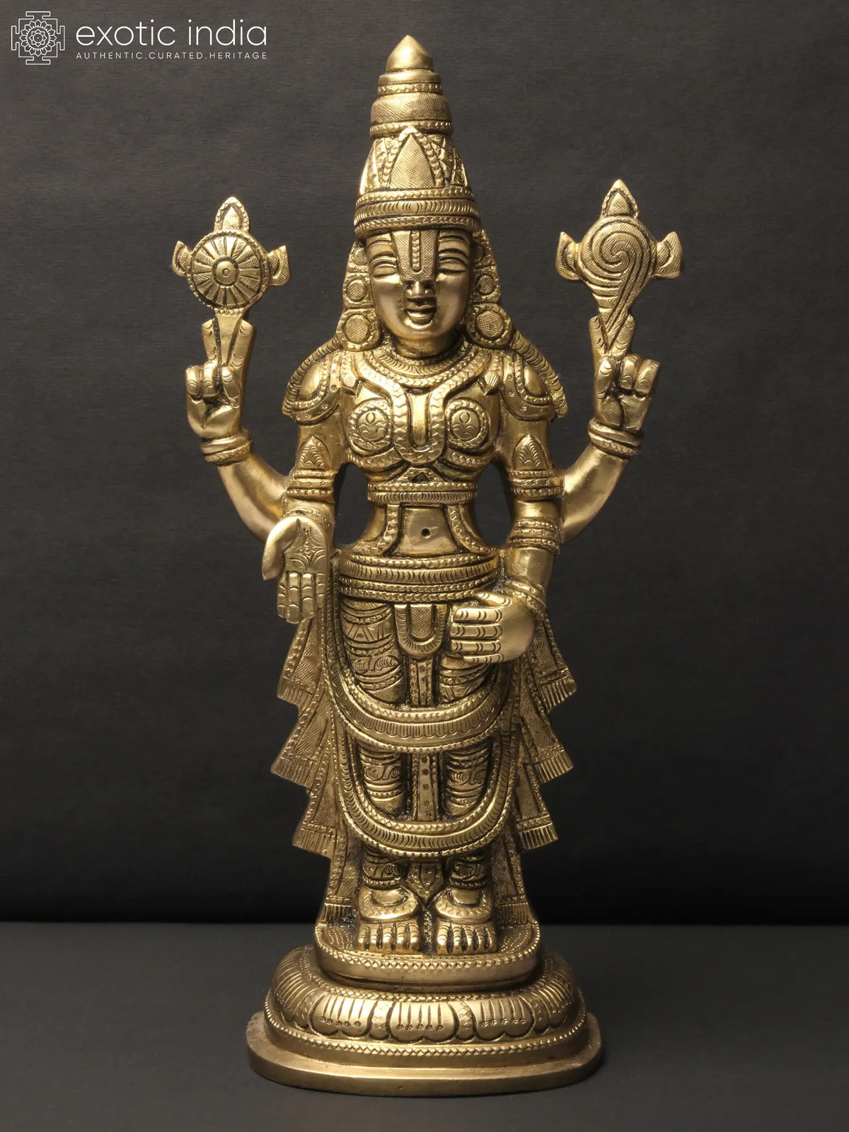 12" Lord Tirupati Balaji Brass Statue for Pooja