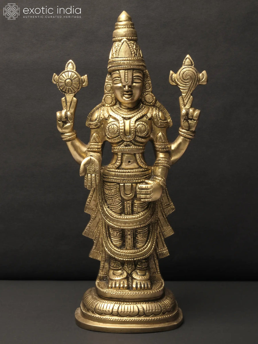 12" Lord Tirupati Balaji Brass Statue for Pooja