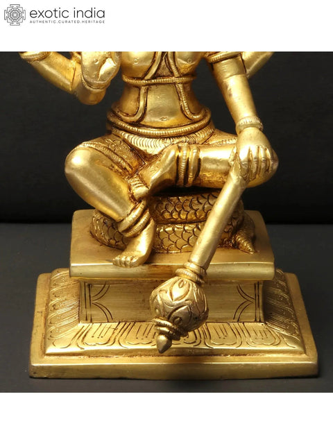 9" Vishnu Brass Statue Seated on Sheshnag