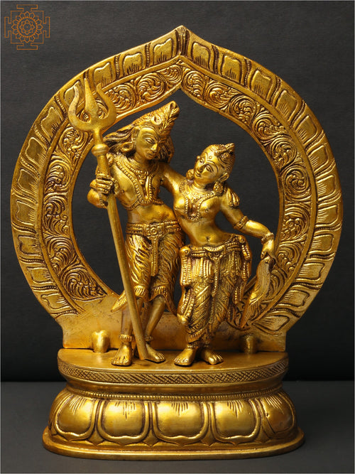 10" Dancing Shiva Parvati Brass Statue for Pooja
