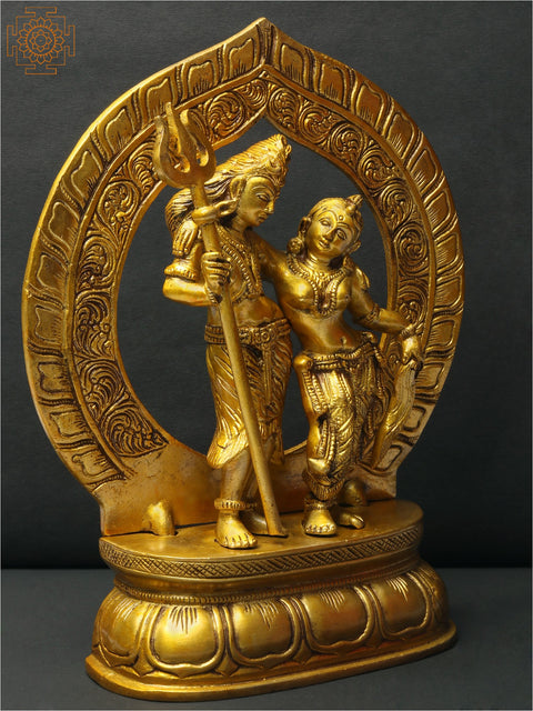 10" Dancing Shiva Parvati | Brass Statue