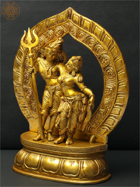 10" Dancing Shiva Parvati | Brass Statue