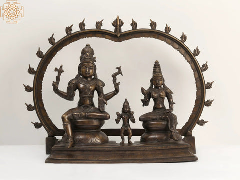 22" Brass Somaskandar Statue | Lord Shiva Devi Parvati with Kartikeya