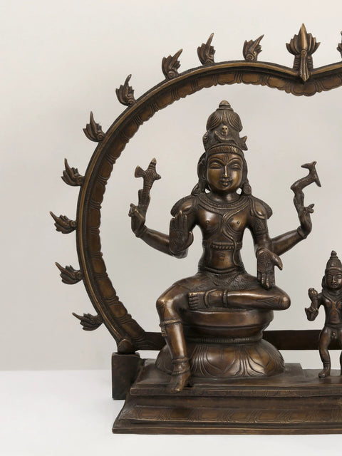22" Brass Somaskandar Statue | Lord Shiva Devi Parvati with Kartikeya